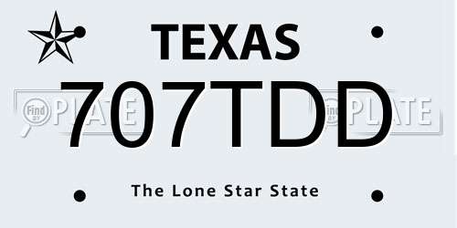 707TDD Texas License Plate