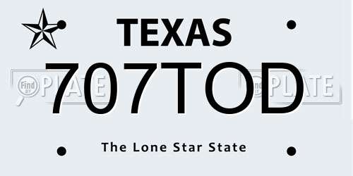 707TOD Texas License Plate