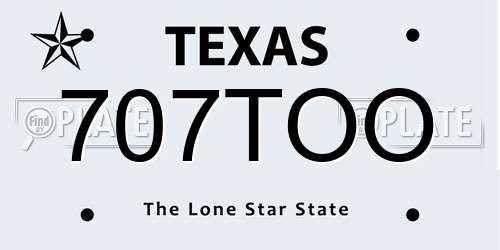 707TOO Texas License Plate