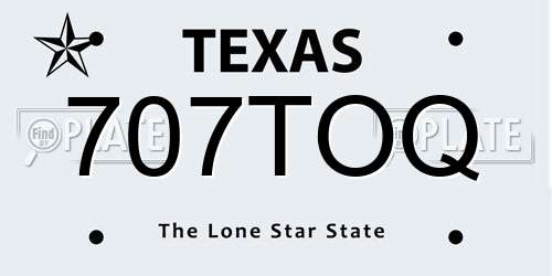 707TOQ Texas License Plate