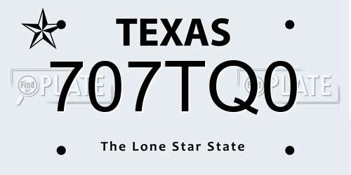 707TQ0 Texas License Plate