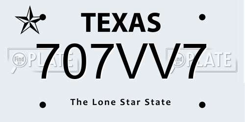 707VV7 Texas License Plate