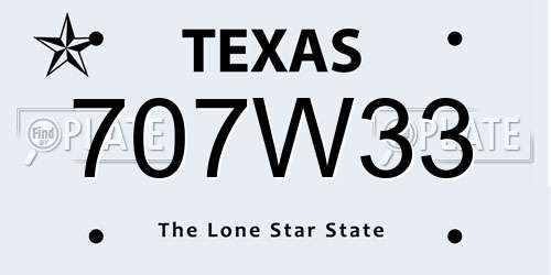 707W33 Texas License Plate