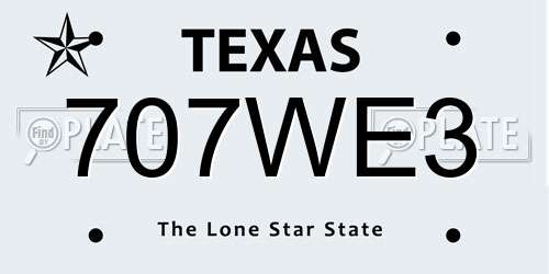 707WE3 Texas License Plate