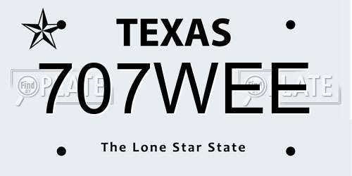 707WEE Texas License Plate