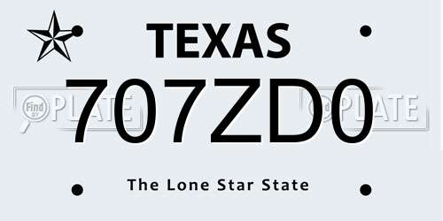 707ZD0 Texas License Plate