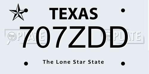 707ZDD Texas License Plate