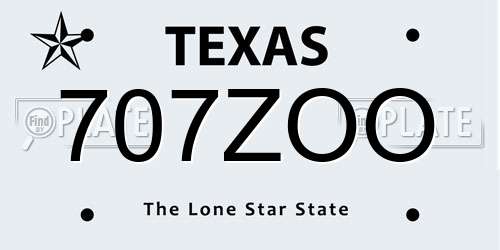 707ZOO Texas License Plate