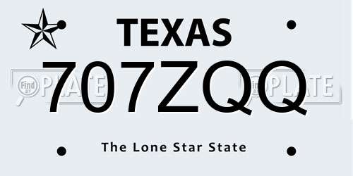 707ZQQ Texas License Plate