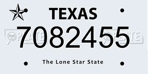 7082455 Texas License Plate