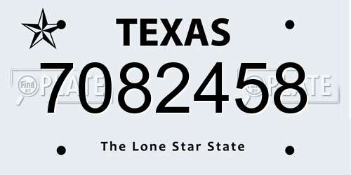 7082458 Texas License Plate