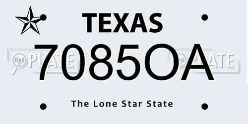 7085OA Texas License Plate