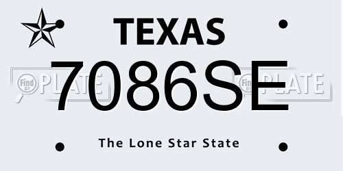 7086SE Texas License Plate