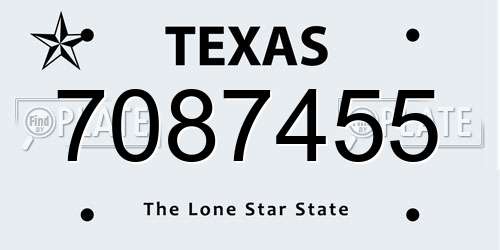7087455 Texas License Plate