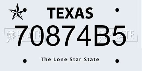 70874B5 Texas License Plate