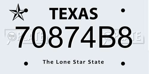 70874B8 Texas License Plate