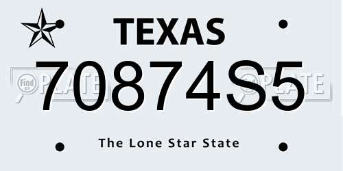 70874S5 Texas License Plate