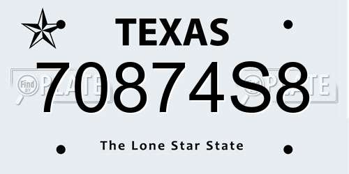 70874S8 Texas License Plate