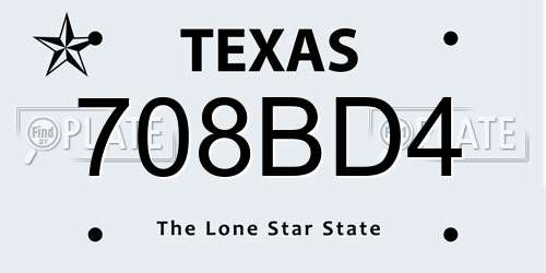 708BD4 Texas License Plate