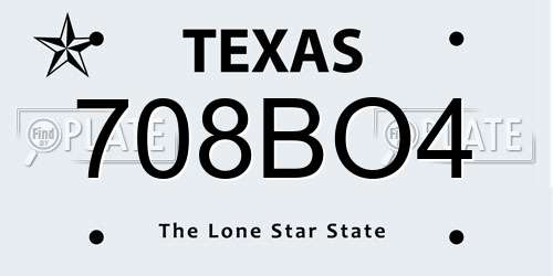 708BO4 Texas License Plate