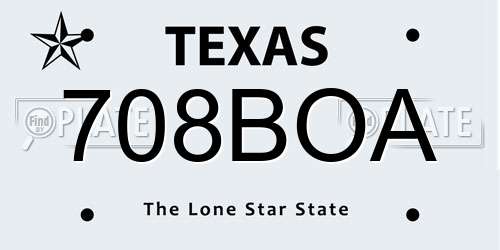 708BOA Texas License Plate