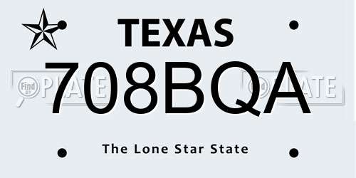 708BQA Texas License Plate