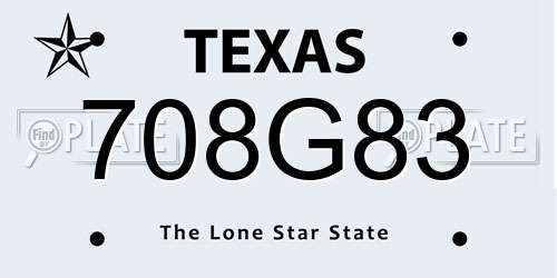 708G83 Texas License Plate