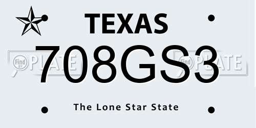 708GS3 Texas License Plate