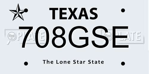 708GSE Texas License Plate