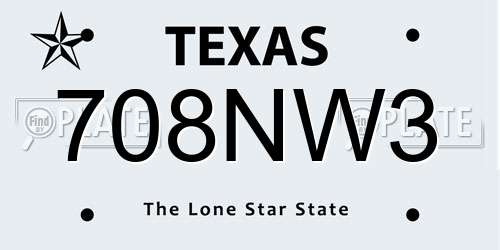 708NW3 Texas License Plate