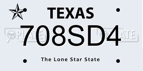 708SD4 Texas License Plate