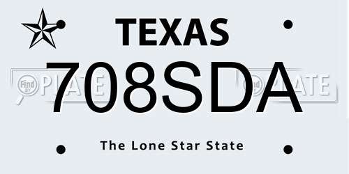 708SDA Texas License Plate