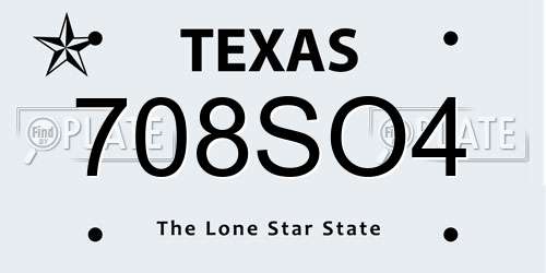 708SO4 Texas License Plate