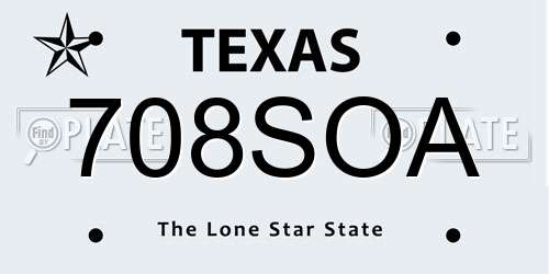 708SOA Texas License Plate
