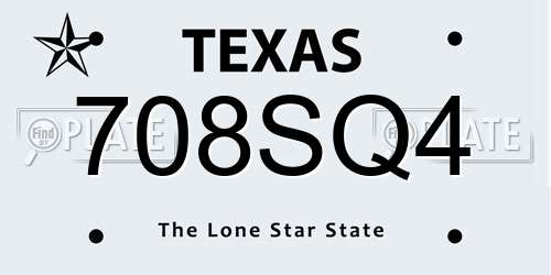708SQ4 Texas License Plate
