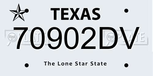 70902DV Texas License Plate