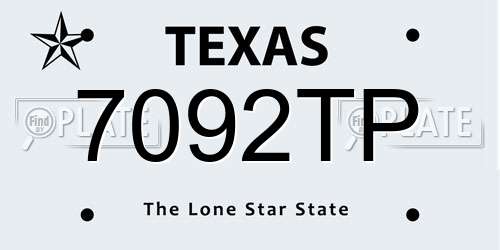 7092TP Texas License Plate