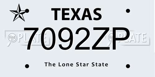 7092ZP Texas License Plate