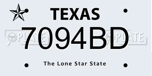 7094BD Texas License Plate
