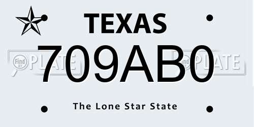 709AB0 Texas License Plate