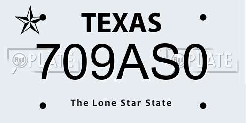 709AS0 Texas License Plate