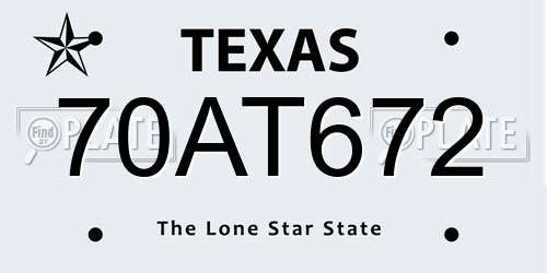 70AT672 Texas License Plate