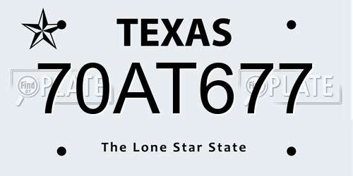 70AT677 Texas License Plate