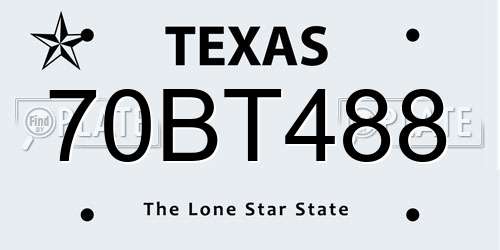 70BT488 Texas License Plate