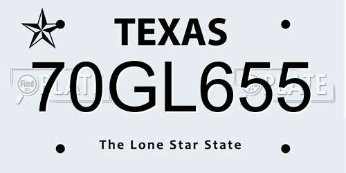 70GL655 Texas License Plate
