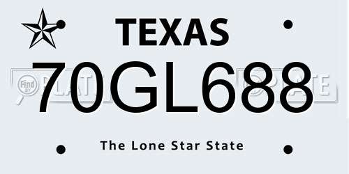70GL688 Texas License Plate