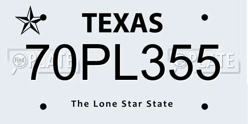 70PL355 Texas License Plate