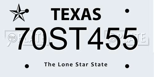 70ST455 Texas License Plate