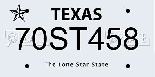 70ST458 Texas License Plate