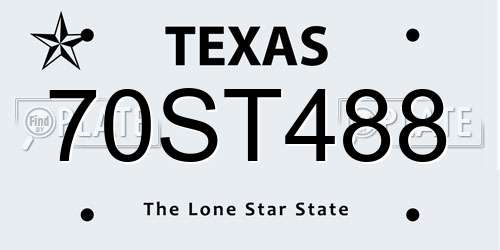70ST488 Texas License Plate
